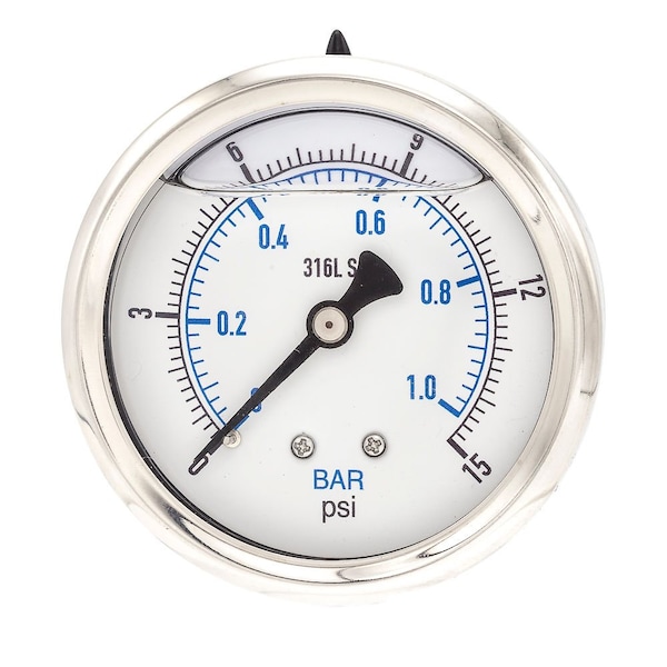 Pic Gauges 2 1/2 in Dial, 1/4 in NPT Male Center Back Location, Stainless Steel Case Material PRO-302L-254B-01 - main